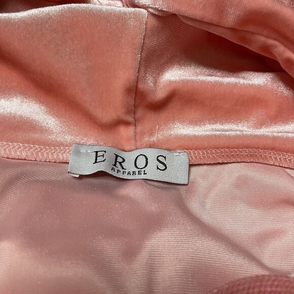 Eros Velour Barbiecore Sweater Dress Jumpsuit Long Sleeved Hoodie Pink Size XS - Picture 6 of 11